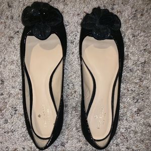 Kate Spade Black Suede Peep Toe Flats